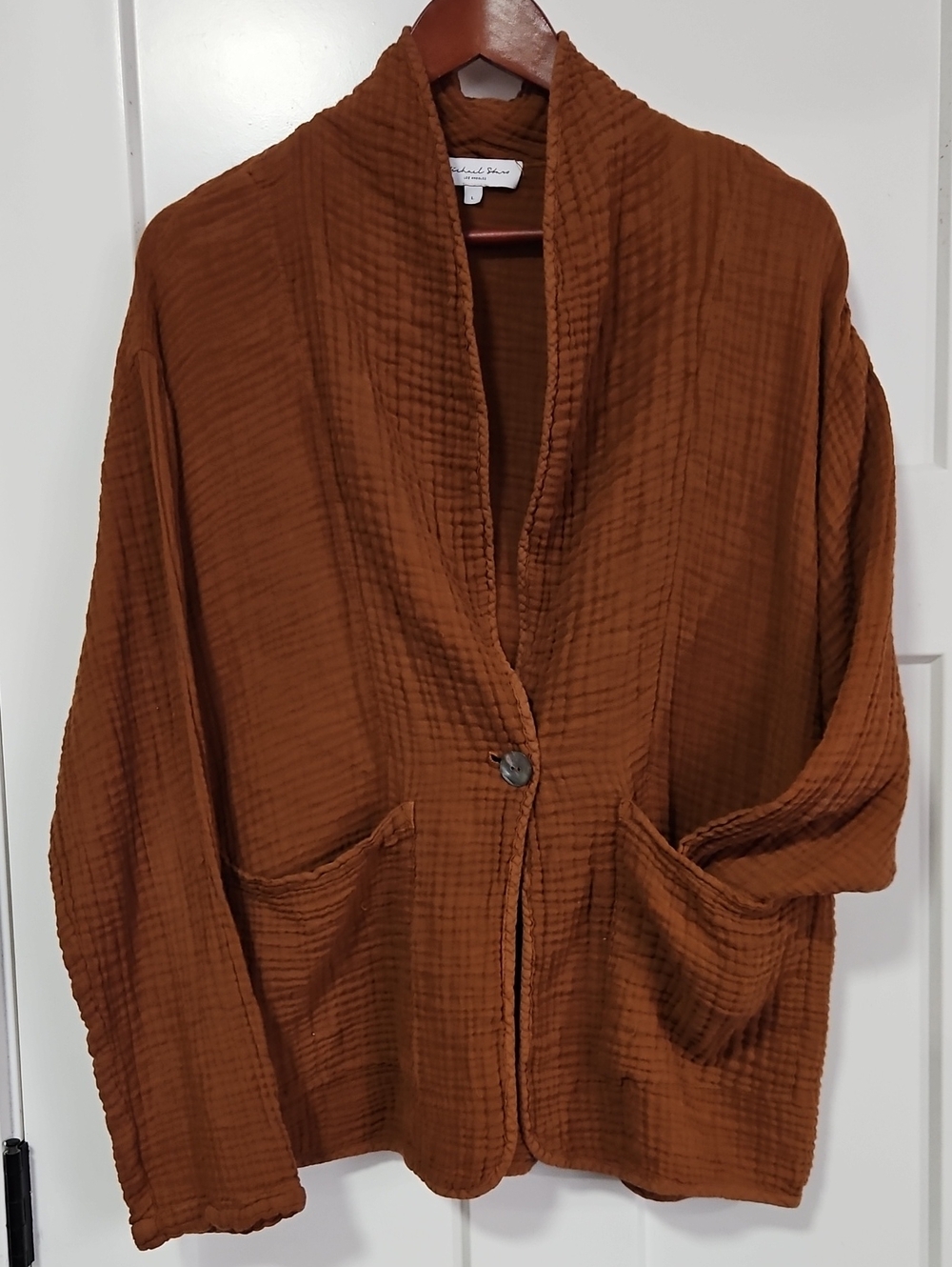 Michael Stars Double Gauze Cotton Shirt Jacket Rust Size Large